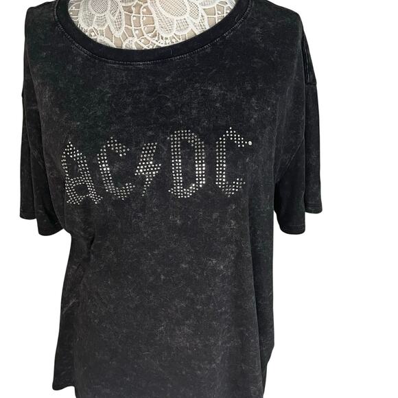 AC/DC rhinestone band black tee women’s XL licensed graphic t-shirt - Picture 1 of 5